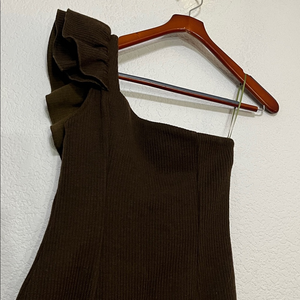 Ghospell One Shoulder Ruffle Ribbed Sweater Dress - Picture 13 of 17